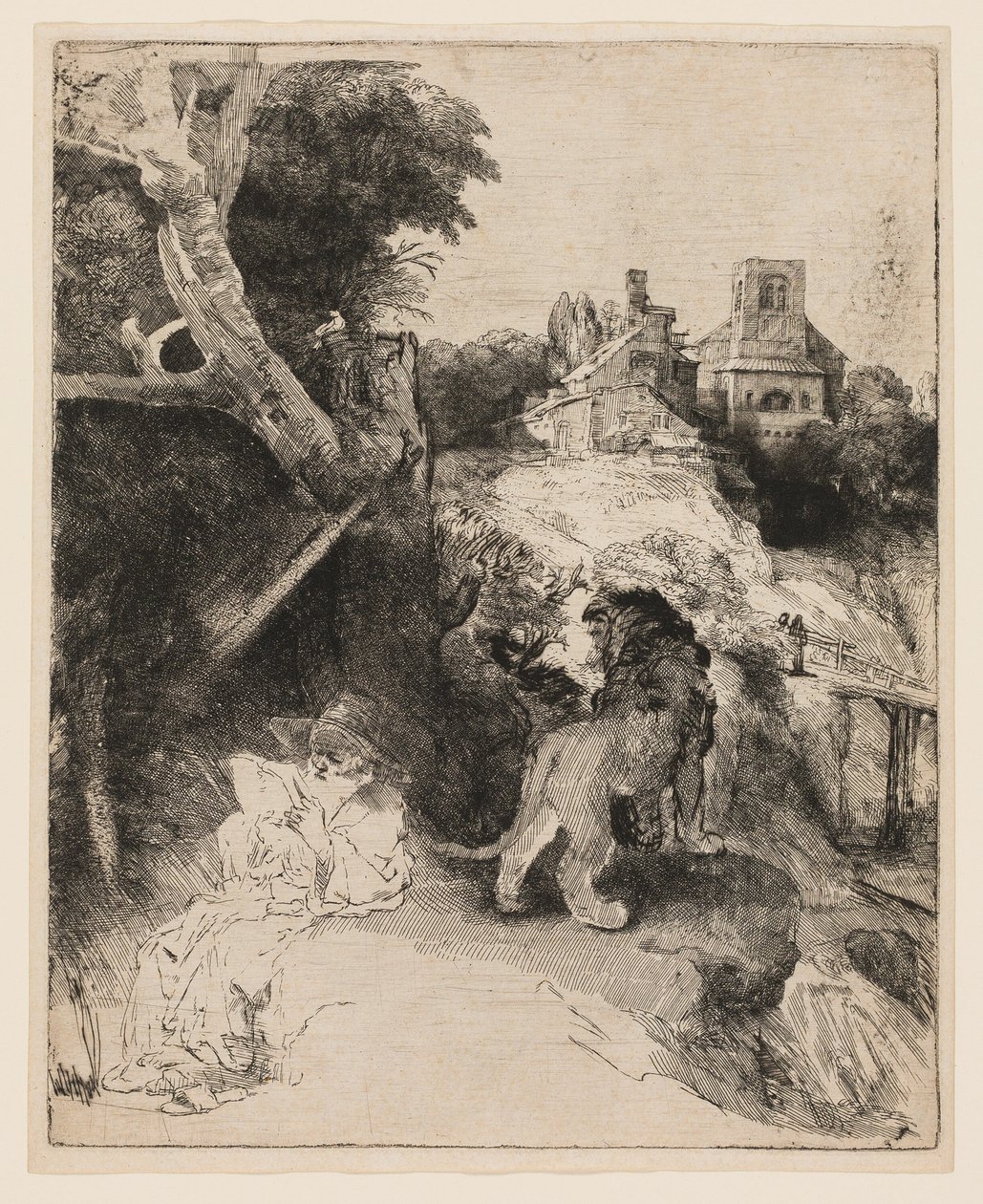 St. Jerome Reading in an Italian Landscape by Rembrandt van Rijn