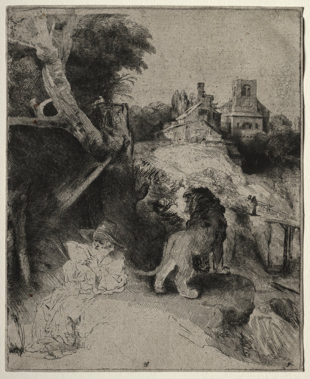 St. Jerome Reading in an Italian Landscape by Rembrandt van Rijn