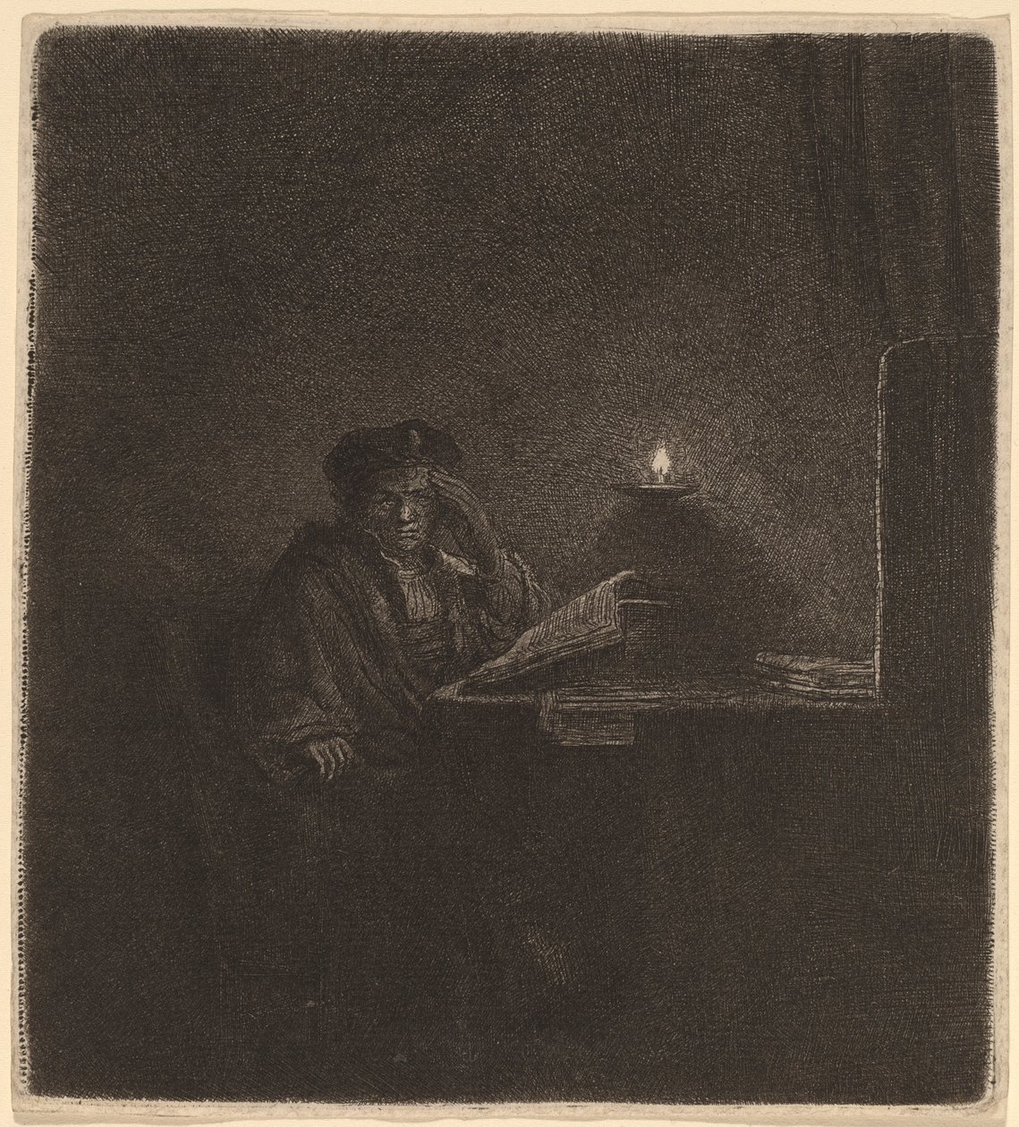 Student at a Table by Candlelight by Rembrandt van Rijn