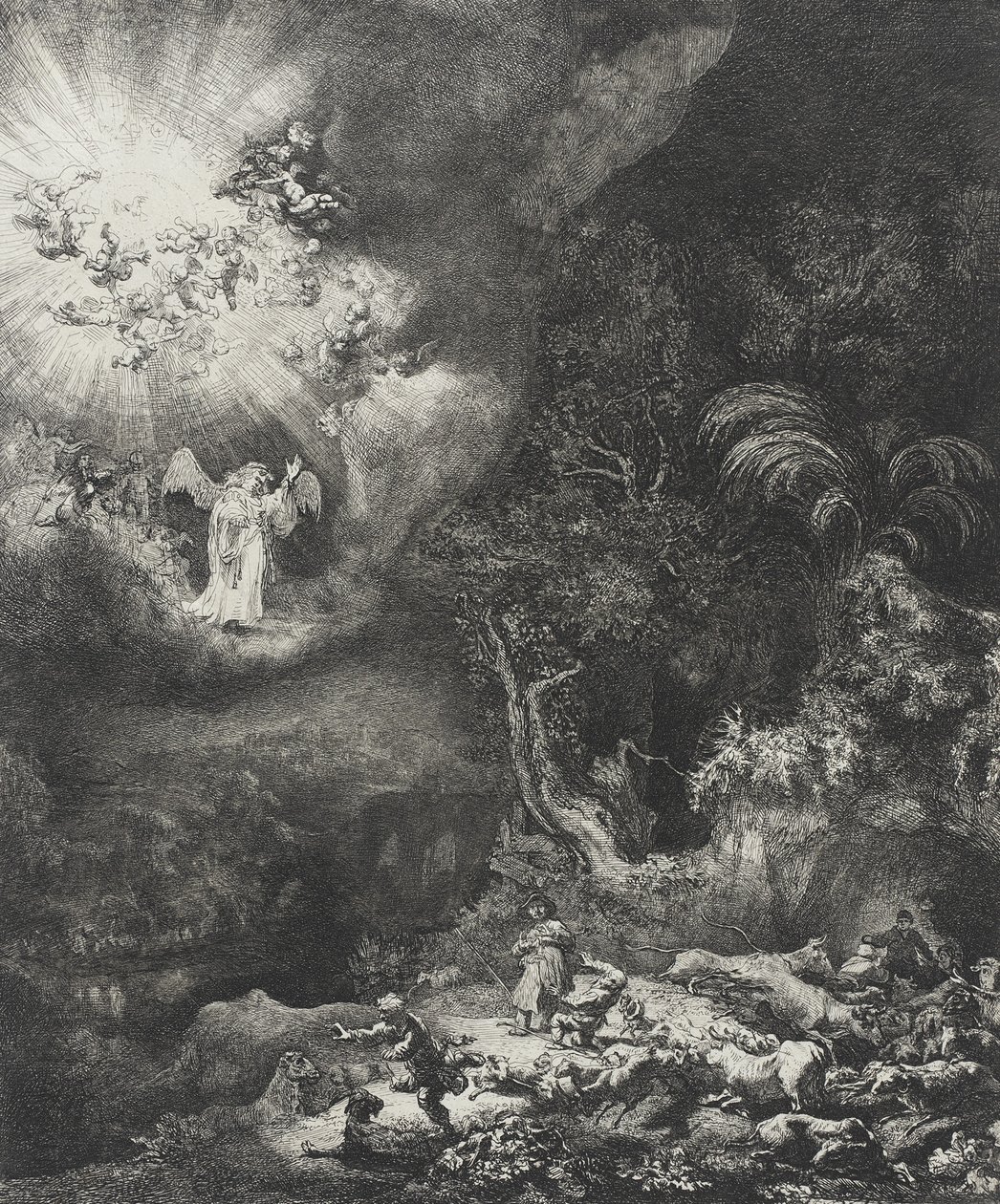 The Angel Appearing to the Shepherds by Rembrandt van Rijn