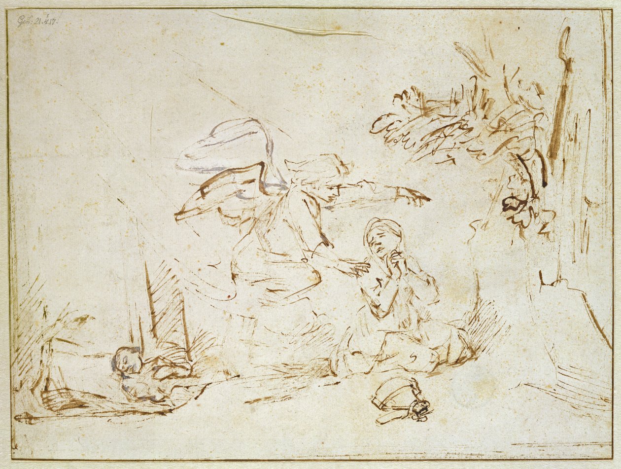 The Angel Appears to Hagar and Ishmael in the Wilderness by Rembrandt van Rijn