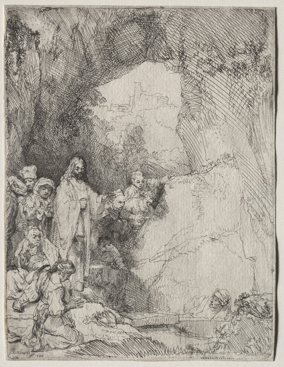The Raising of Lazarus: Small Plate by Rembrandt van Rijn