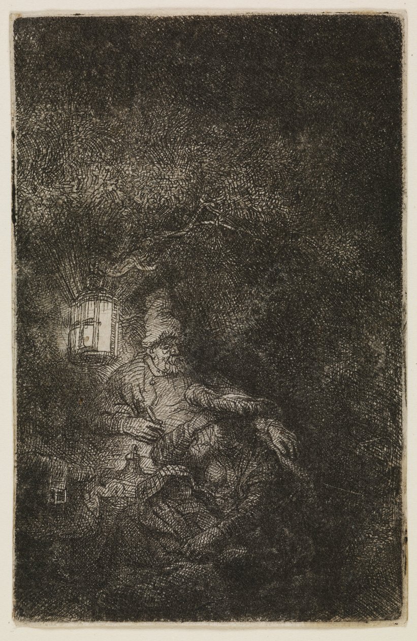 The Rest on the Flight (a night piece) by Rembrandt van Rijn