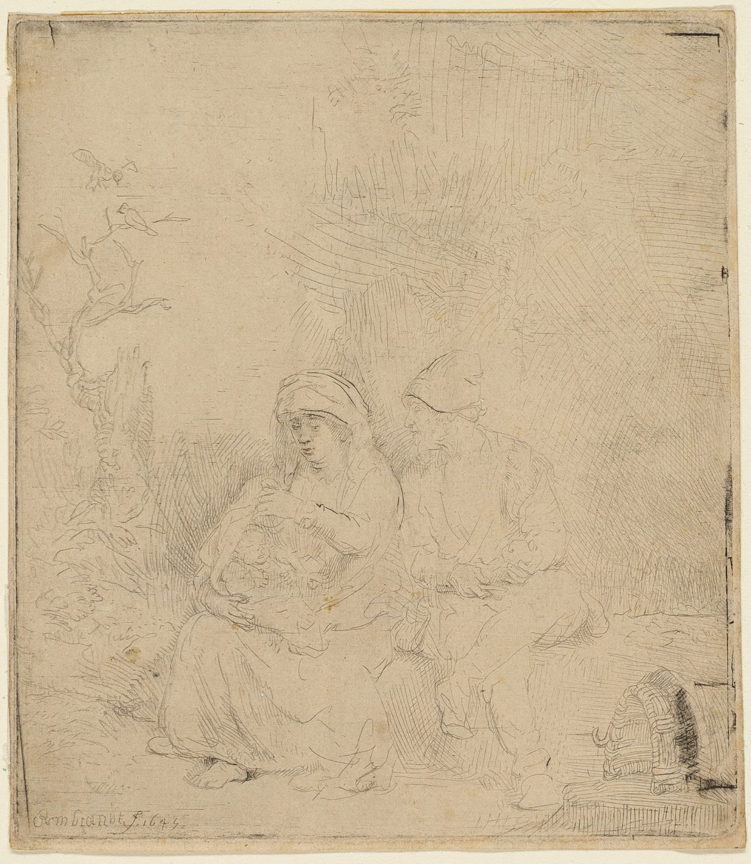 The Rest on the Flight into Egypt: Lightly Etched by Rembrandt van Rijn