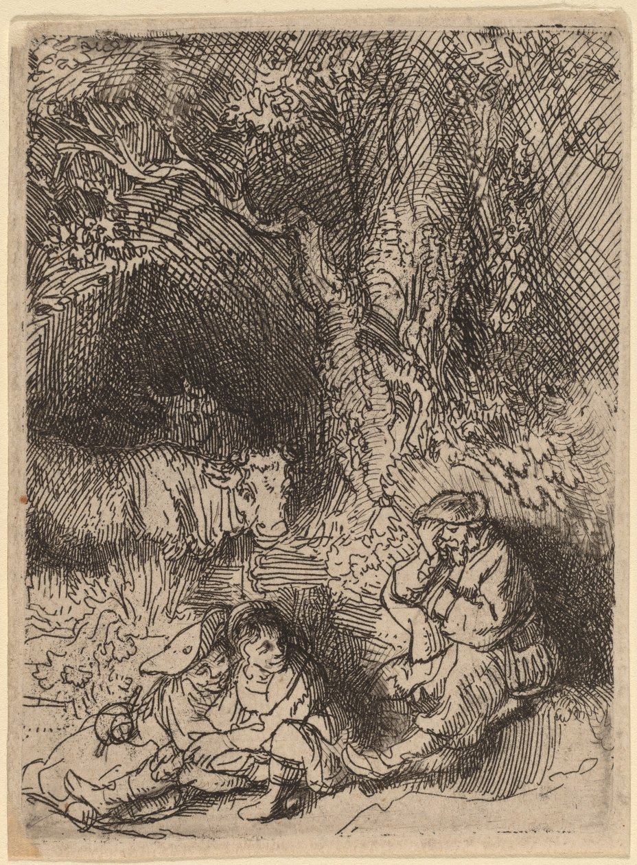 The Sleeping Herdsman by Rembrandt van Rijn