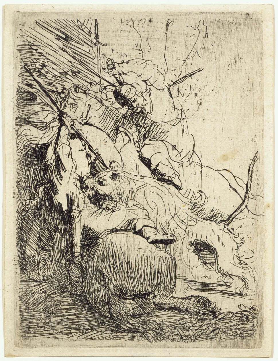 The Small Lion Hunt (with One Lion) by Rembrandt van Rijn