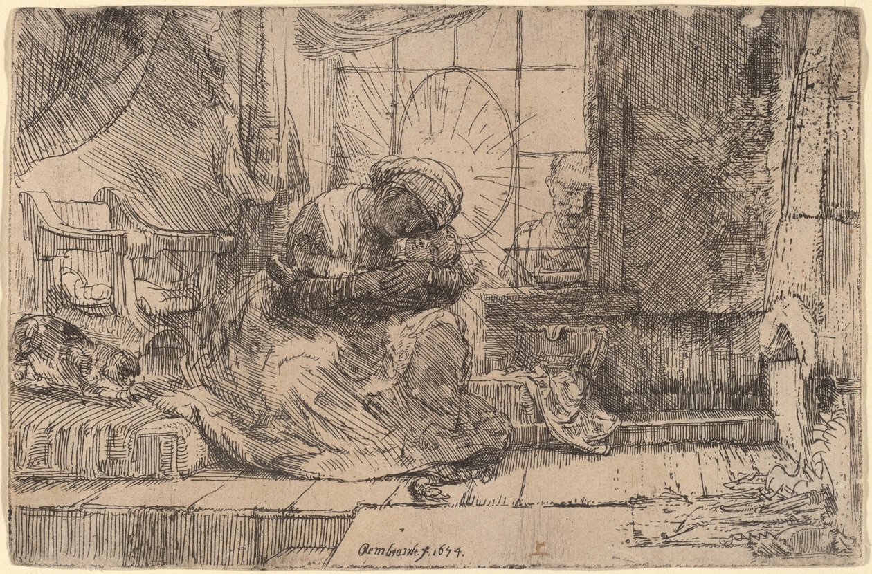 The Virgin and Child with the Cat and Snake by Rembrandt van Rijn