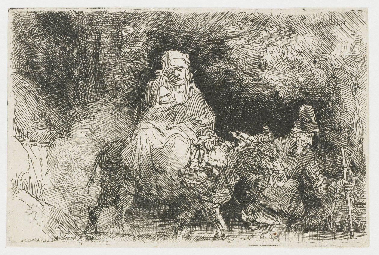 The Flight into Egypt Crossing a Brook by Rembrandt van Rijn