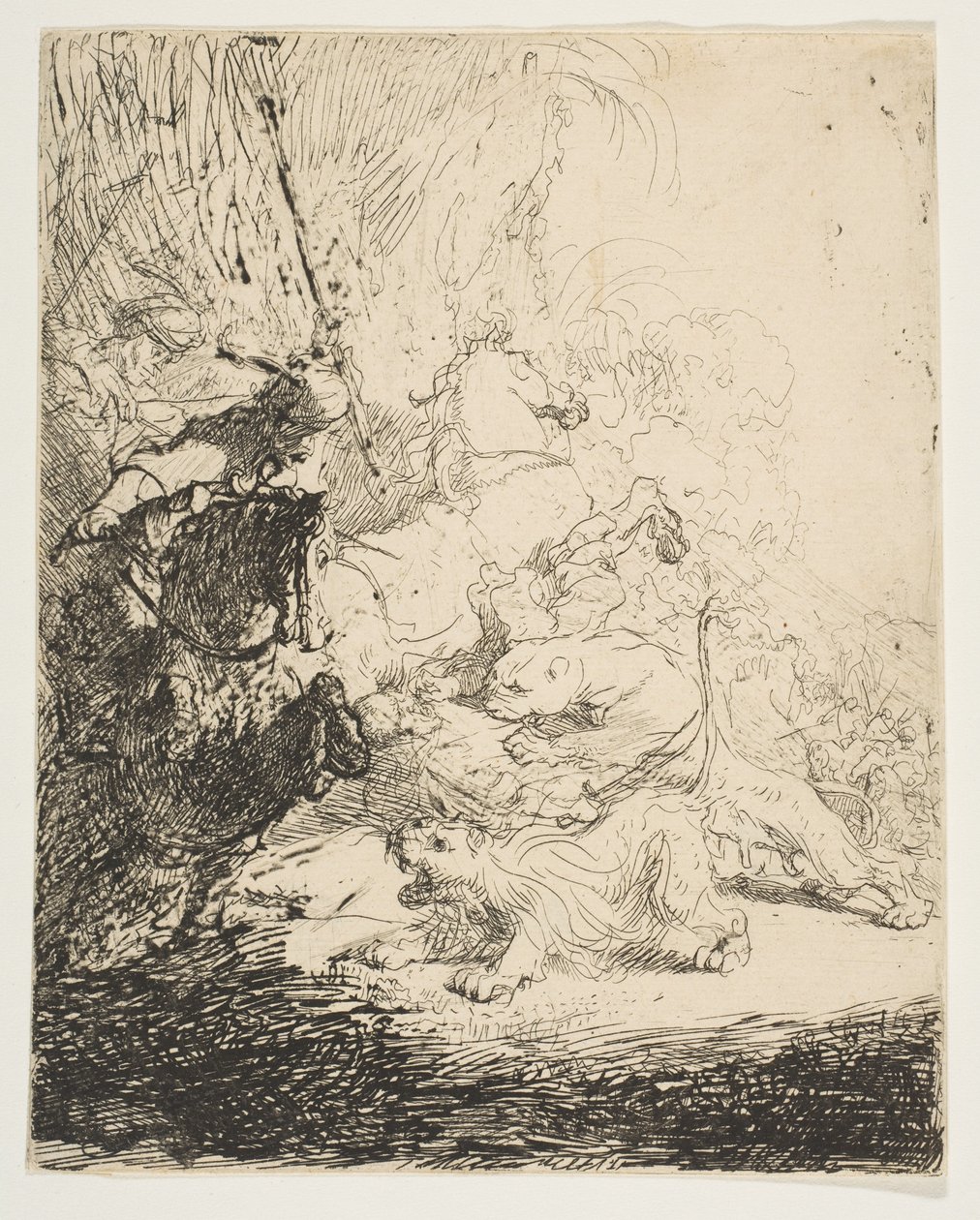 The Small Lion Hunt, with Two Lions by Rembrandt van Rijn