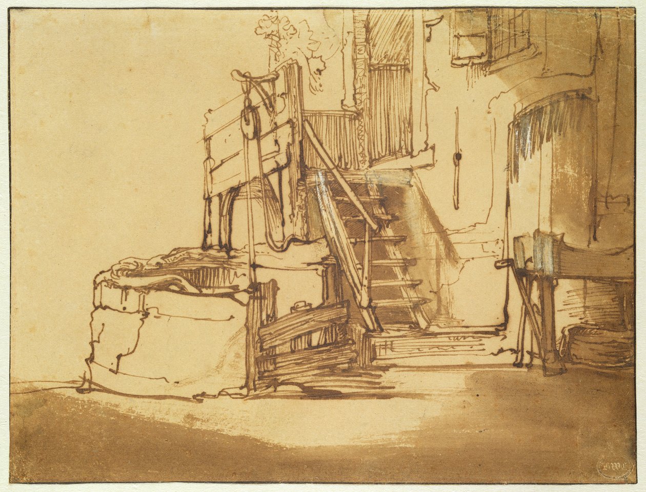 The Well in Front of the Farmhouse by Rembrandt van Rijn