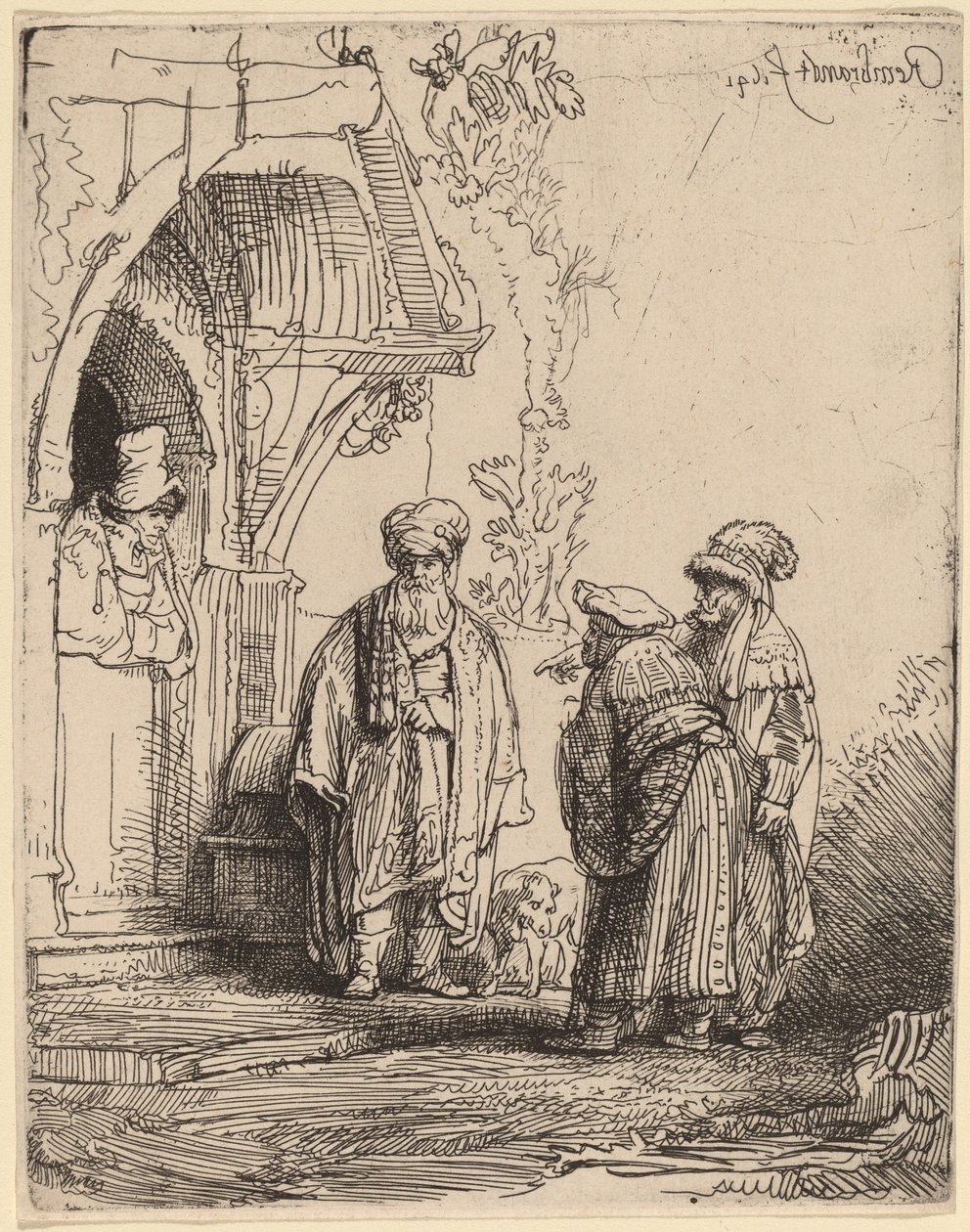 Three Oriental Figures (Jacob and Laban?) by Rembrandt van Rijn