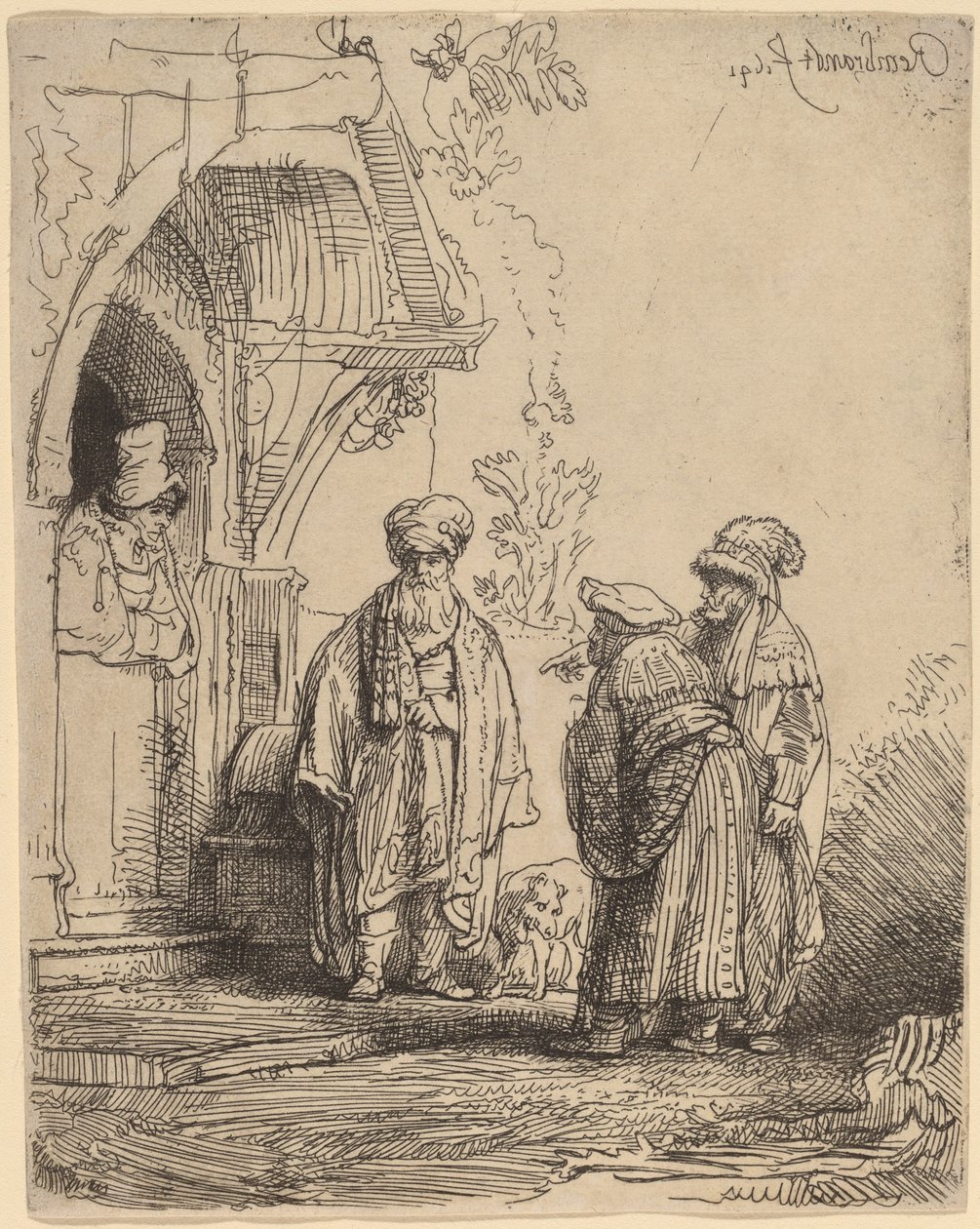 Three Oriental Figures (Jacob and Laban?) by Rembrandt van Rijn
