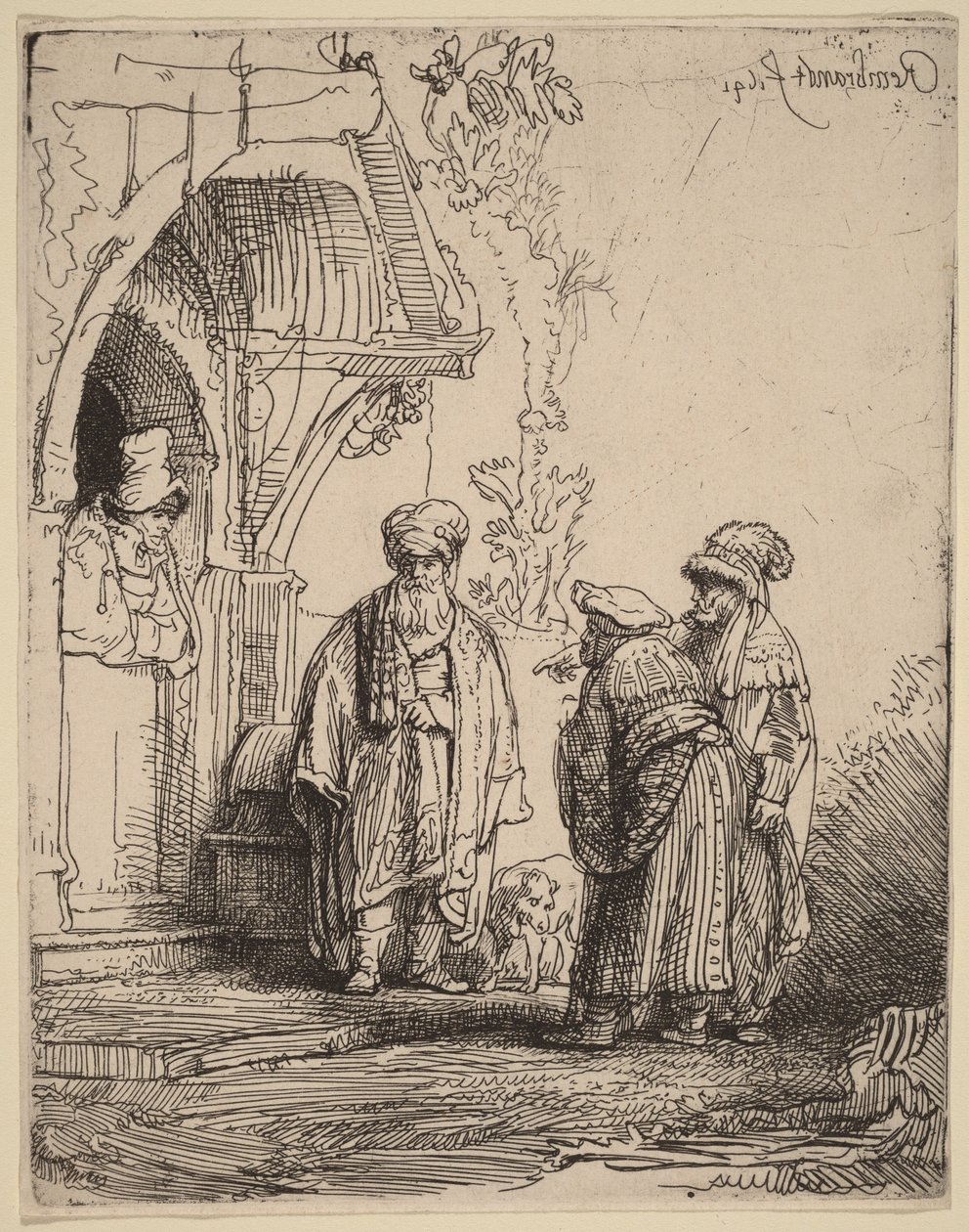 Three Oriental Figures (Jacob and Laban?) by Rembrandt van Rijn