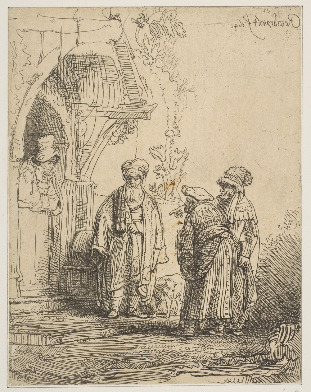 Three Oriental Figures Jacob and Laban by Rembrandt van Rijn