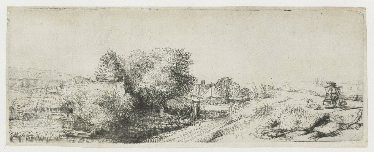 View of the Diemerdijk with a Milkman and Cottages by Rembrandt van Rijn