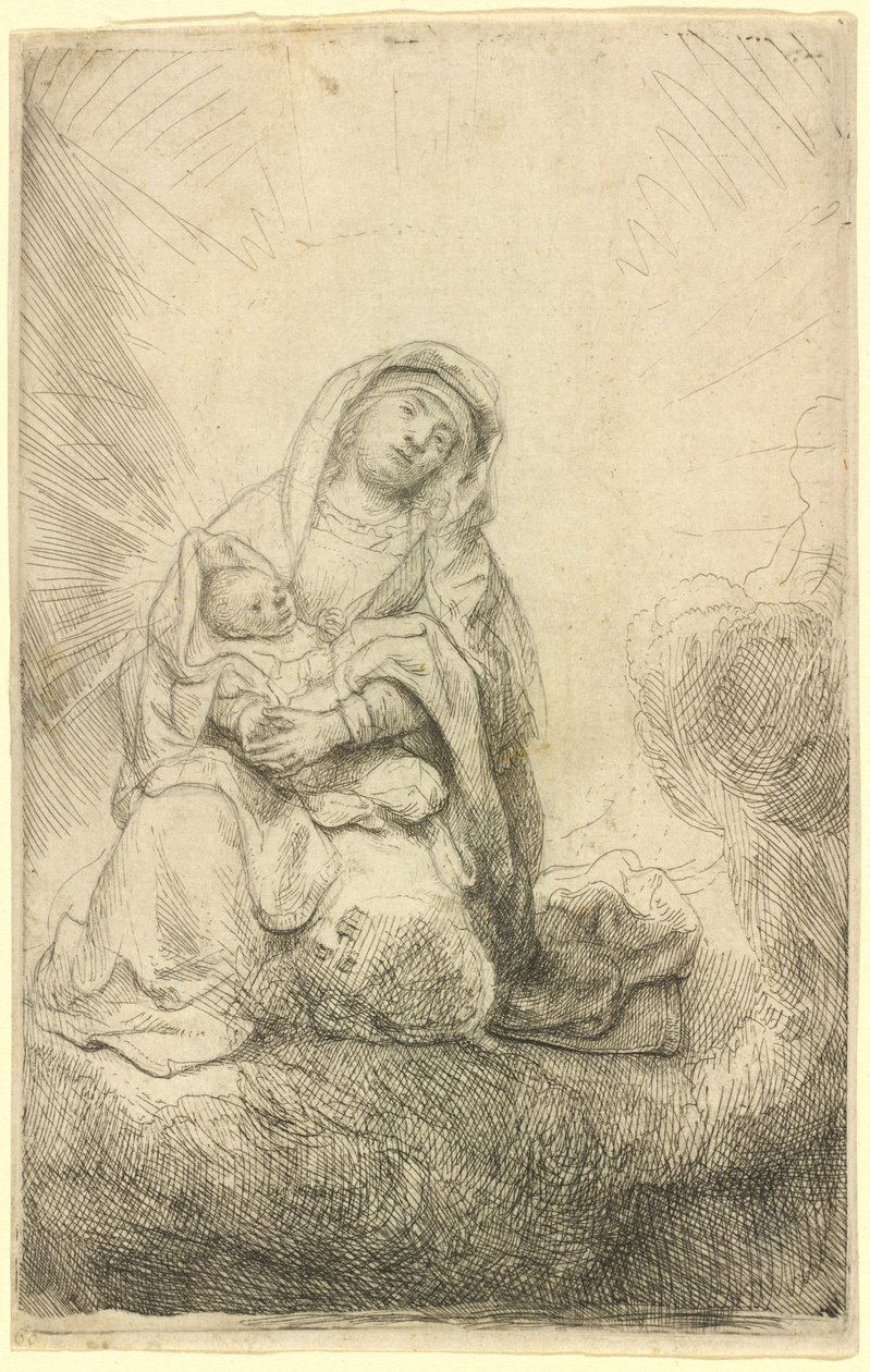 Virgin and Child in the Clouds by Rembrandt van Rijn