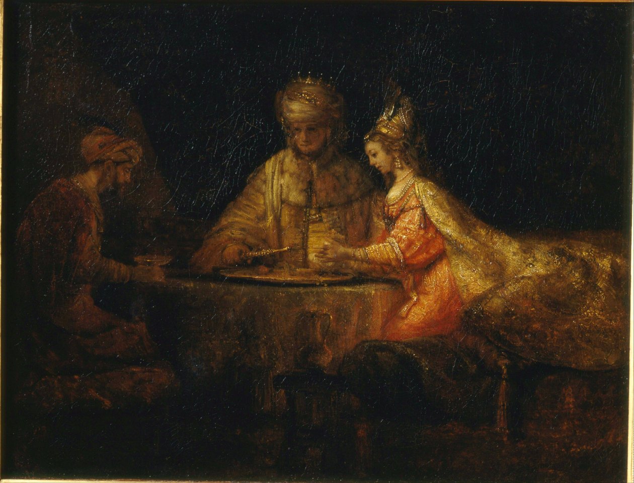 Ahasuerus, Haman and Esther by Rembrandt van Rijn