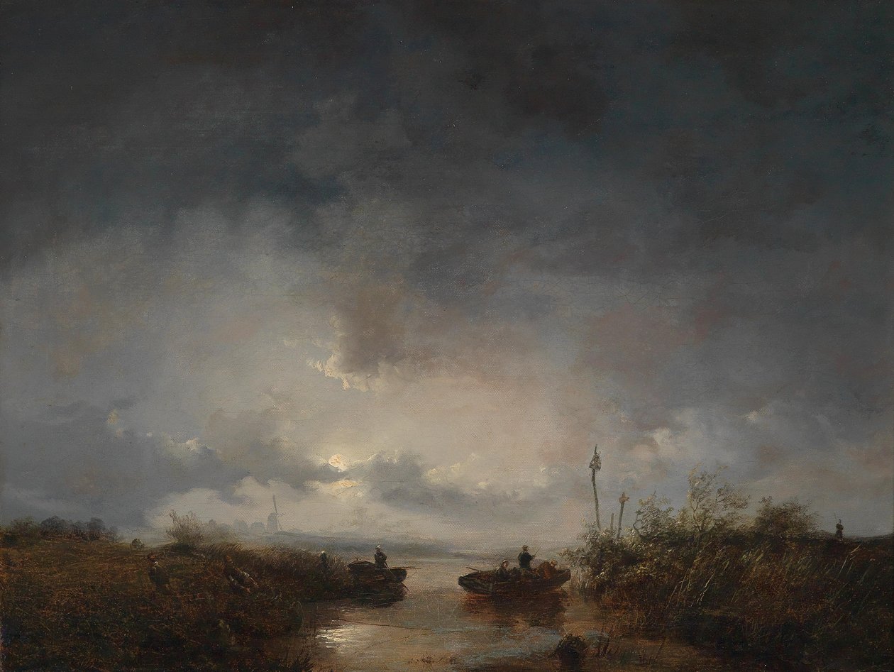 Fishermen in a Moonlit Night by Remigius Adrianus Haanen