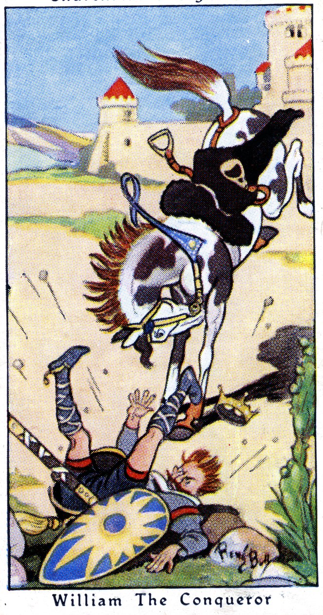 William the Conqueror falling from his horse on 9 September, 1087 at Saint-Gervais near Rouen, Normandy by René Bull