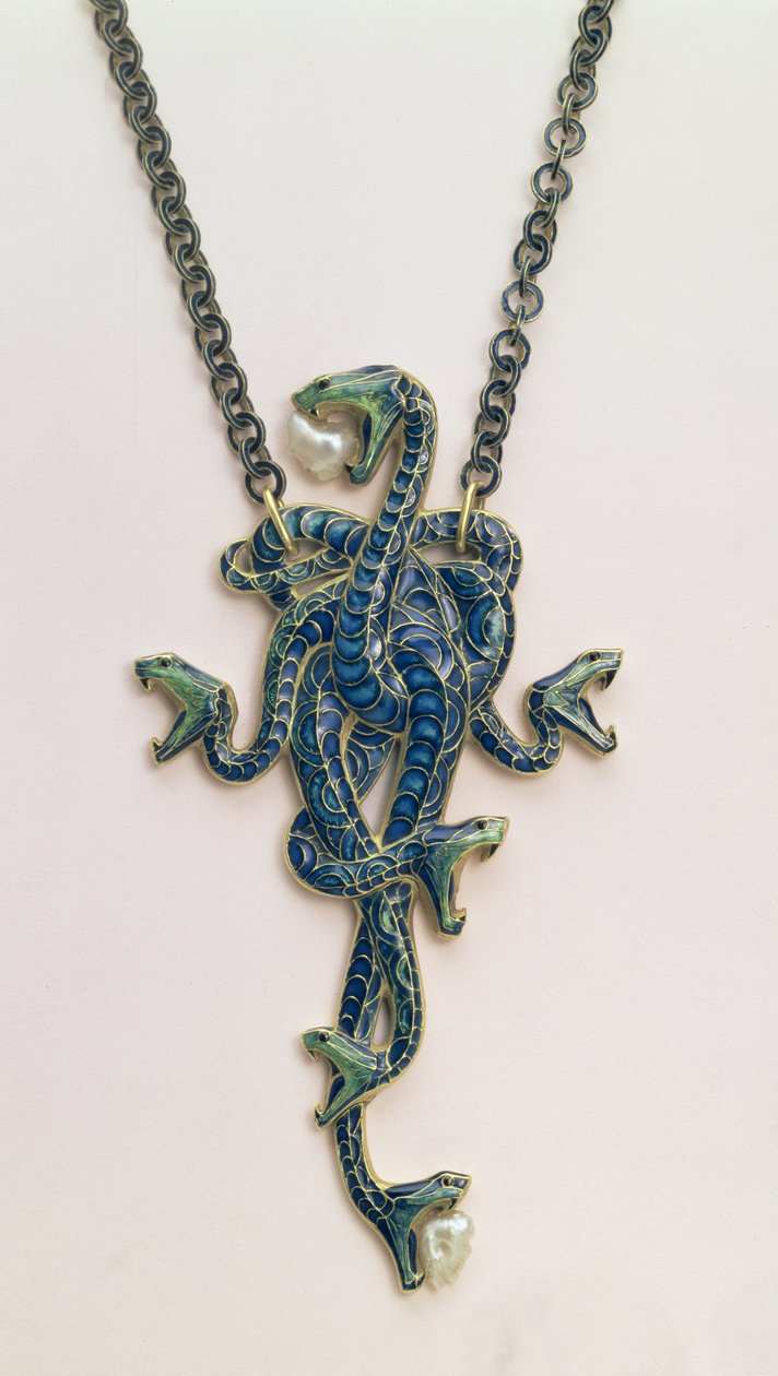 Coiled snake pendant with chain, by Rene Jules Lalique, Paris, 1898-99 by Rene Jules Lalique
