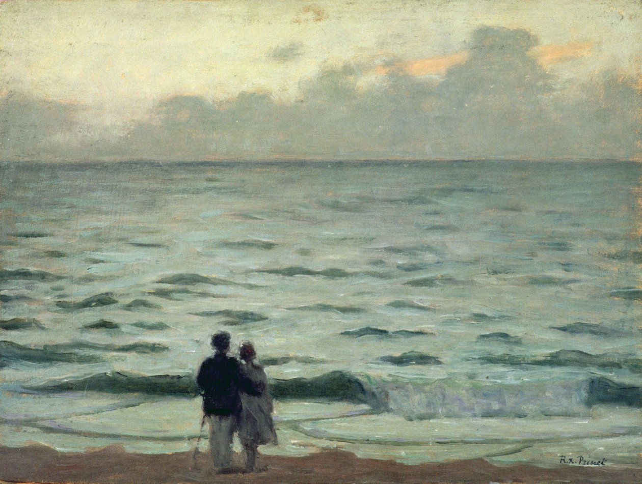 Gust of Wind, Sunset at Cabourg by René François Xavier Prinet
