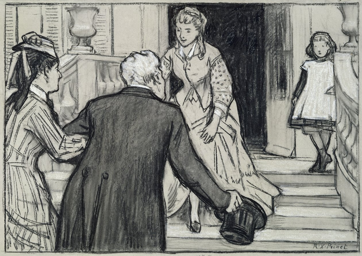 The visit, illustration from La Jeune Fille Bien Elevee by Rene Boylesve by René François Xavier Prinet
