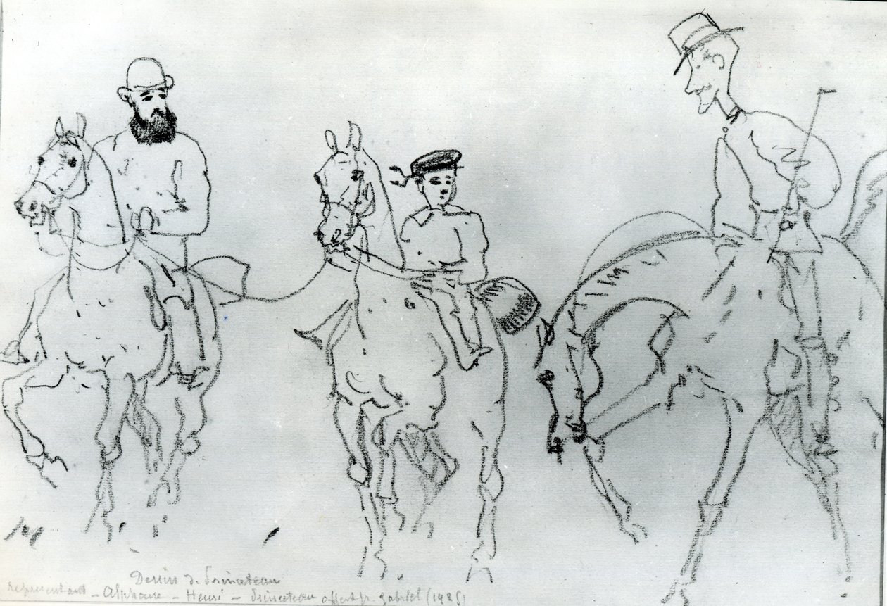 Three Horsemen: Henri de Toulouse-Lautrec between his Father, Count Alphonse, and the Artist by Rene Princeteau