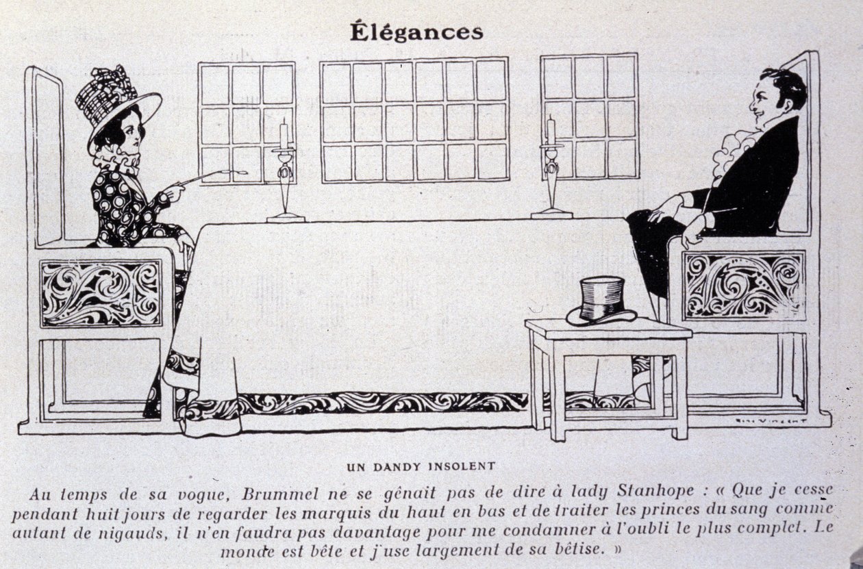 Representation of George Bryan Brummel known as the Beau Brummel (1778 - 1840), the King of the Dandys. Illustration by René Vincent. 19th century by Rene Vincent