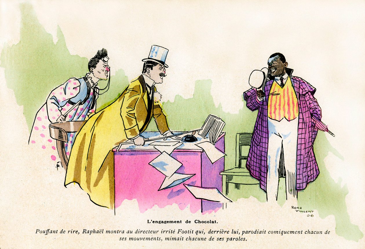 The commitment of Chocolat by the director of the Nouveau Cirque de Paris - clowns duo of George Footitt by Rene Vincent