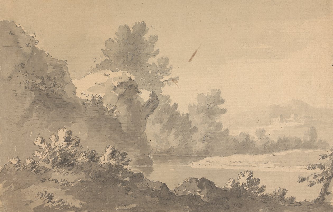 River Landscape with Castle in the Distance by Rev. William Gilpin