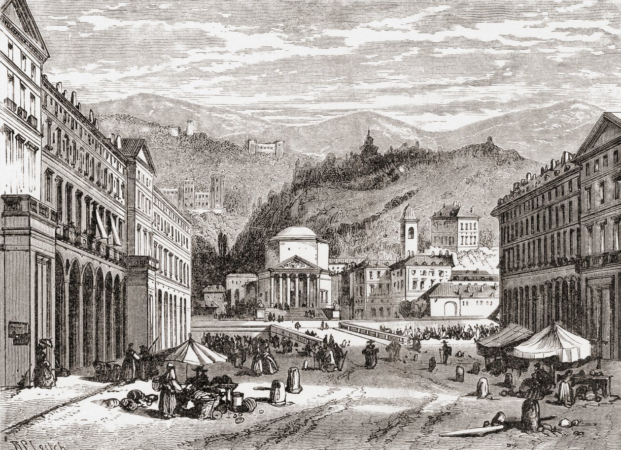A Street in Turin, Italy in the Late 19th Century. From Italian Pictures by Rev. Samuel Manning, Published c.1890. by Reverend Samuel Manning