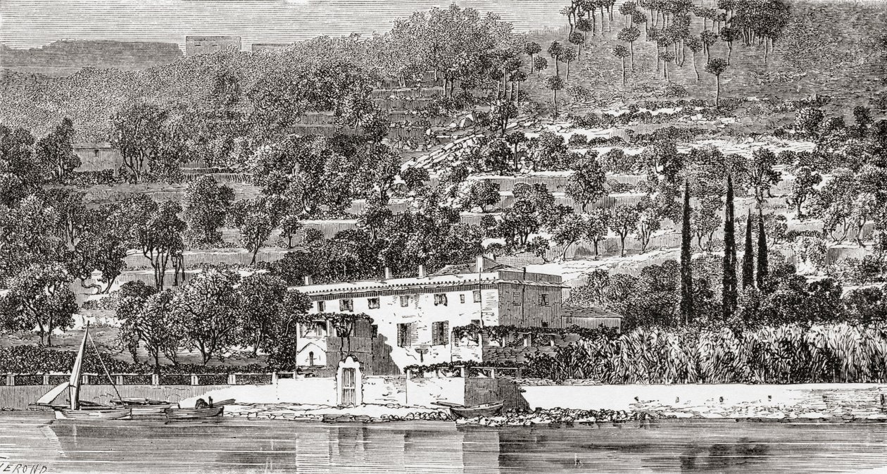 The Island of Palmaria, opposite La Spezzia, Italy in the late 19th century. From Italian Pictures by Rev. Samuel Manning, published c.1890. by Reverend Samuel Manning