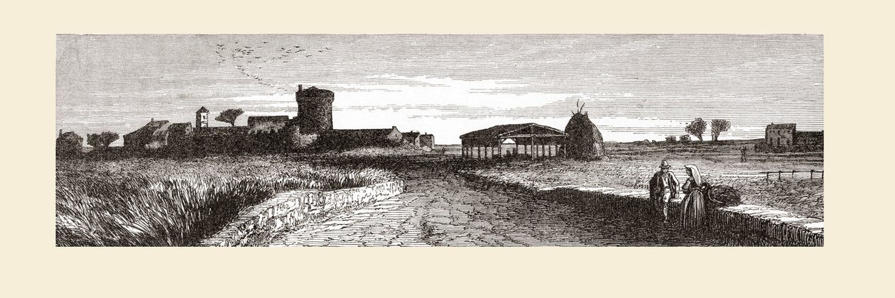 The countryside near Ostia, Rome, Italy in the late 19th century. From Italian Pictures by Rev. Samuel Manning, published c.1890. by Reverend Samuel Manning