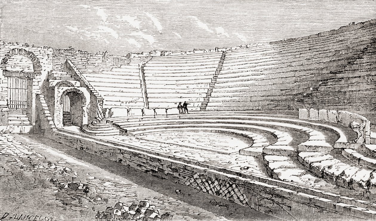 The small theatre, Pompeii, Naples, Italy by Reverend Samuel Manning
