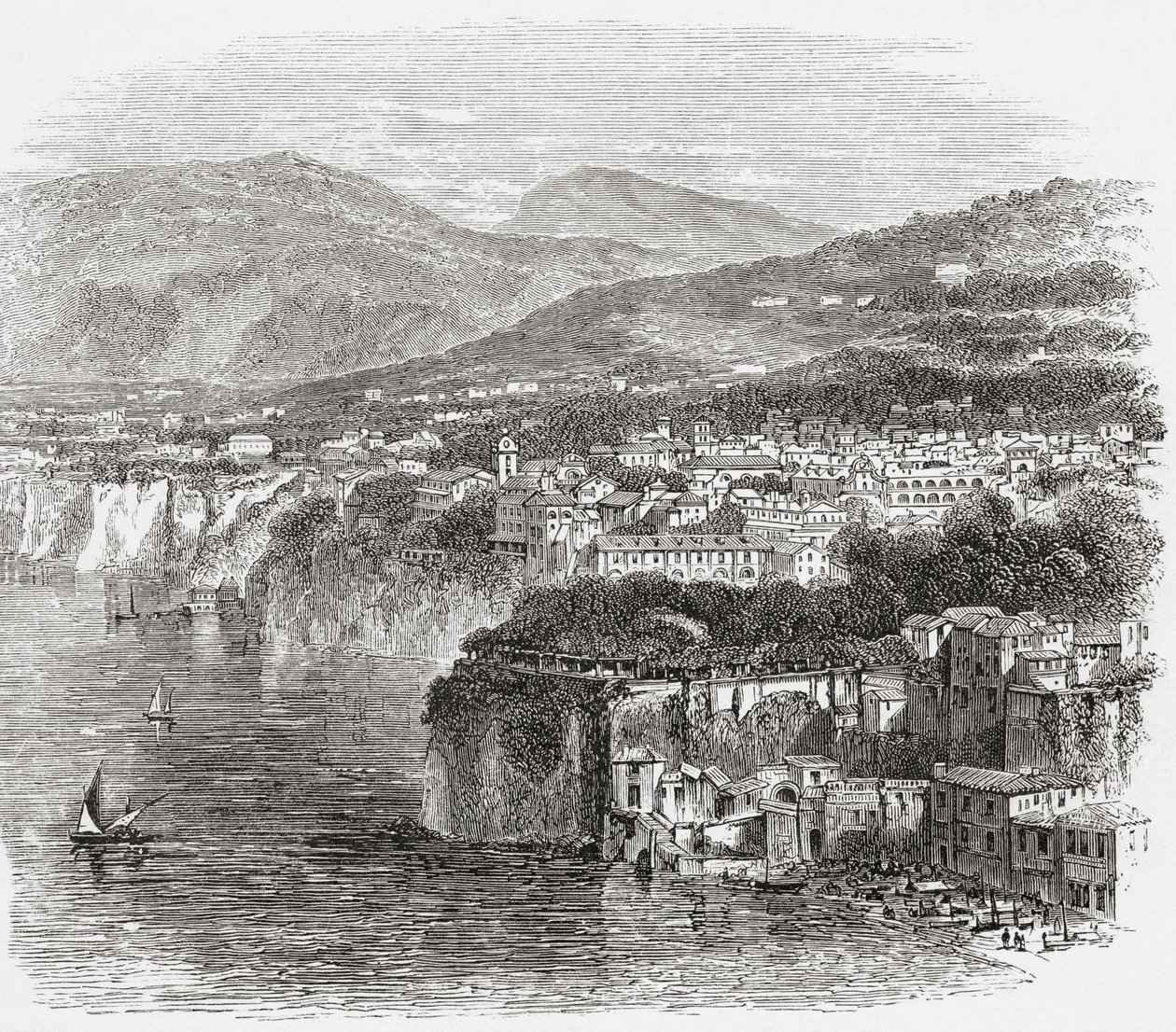 View of Sorrento, Campania, Southern Italy, in the Late 19th Century. From Italian Pictures by Rev. Samuel Manning, Published c.1890. by Reverend Samuel Manning