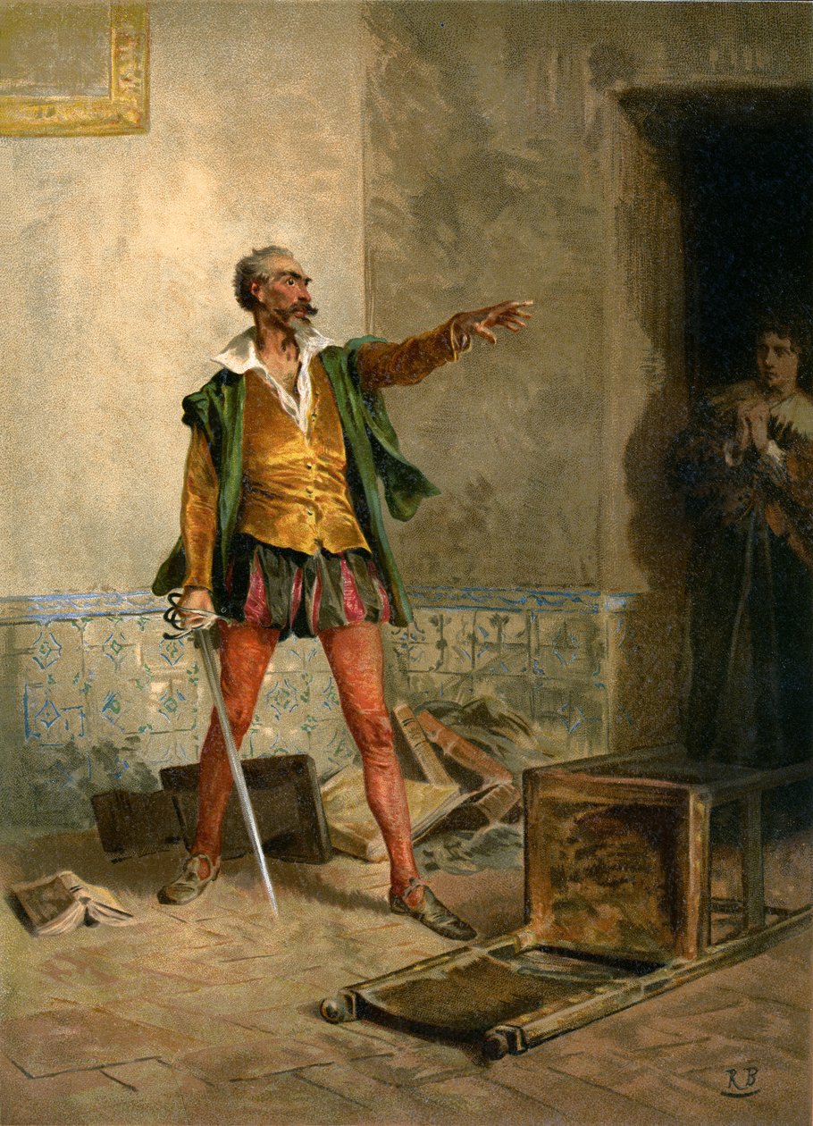 Don Quixote in his Library with his Niece by Ricardo Balaca