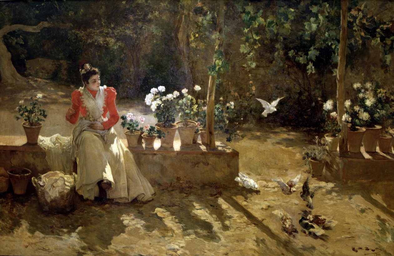 Girl with Pigeons by Ricardo Brugada y Panizo