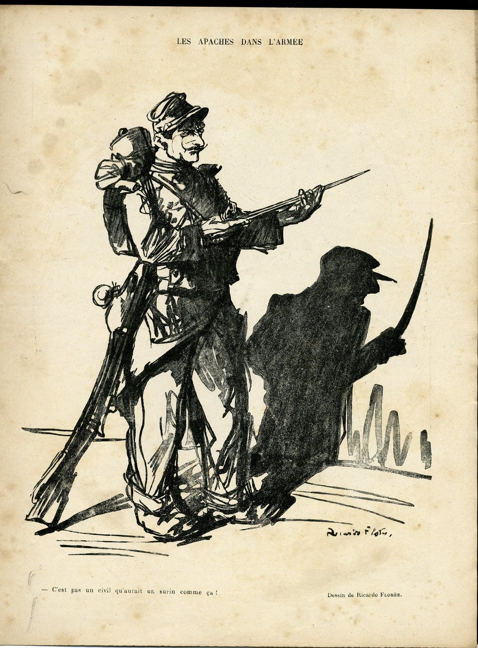 Illustration by Ricardo Flores in Le Lire, 22/01/10 - Apaches in the Army - Apaches Pimps - Shadow/Light by Ricardo Flores