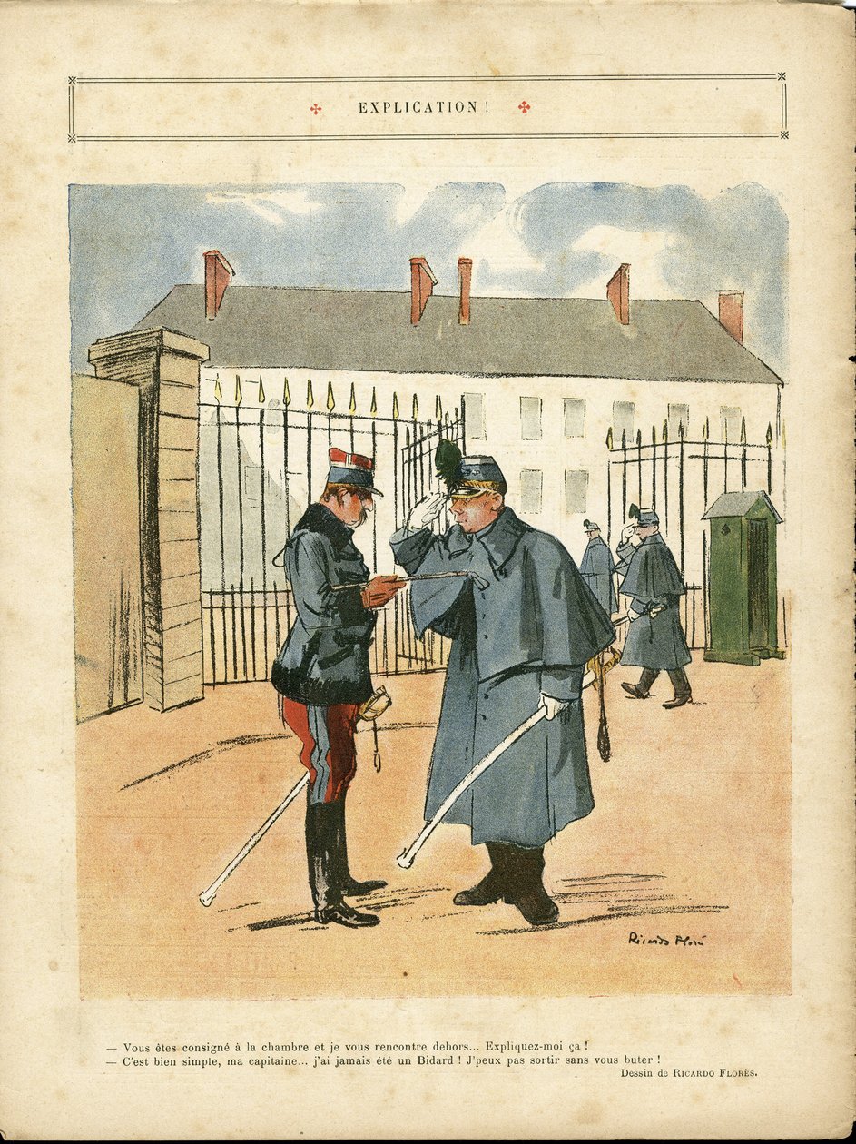 Illustration of Ricardo Flores (1878-1918) in Le Lire, 23/04/10 - Explanation - Army, Barracks by Ricardo Flores