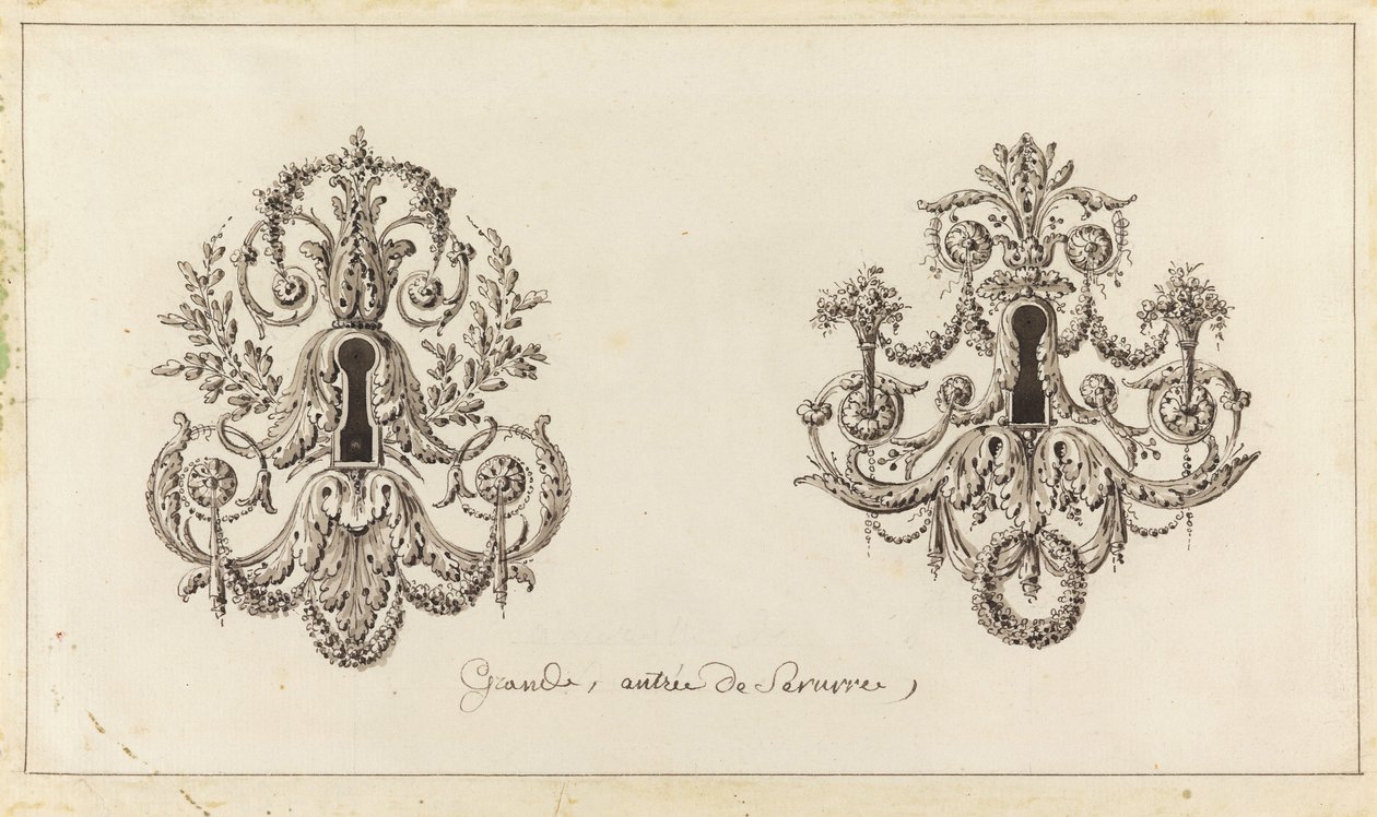 Design for Two Bronze Key Plates by Richard de Lalonde