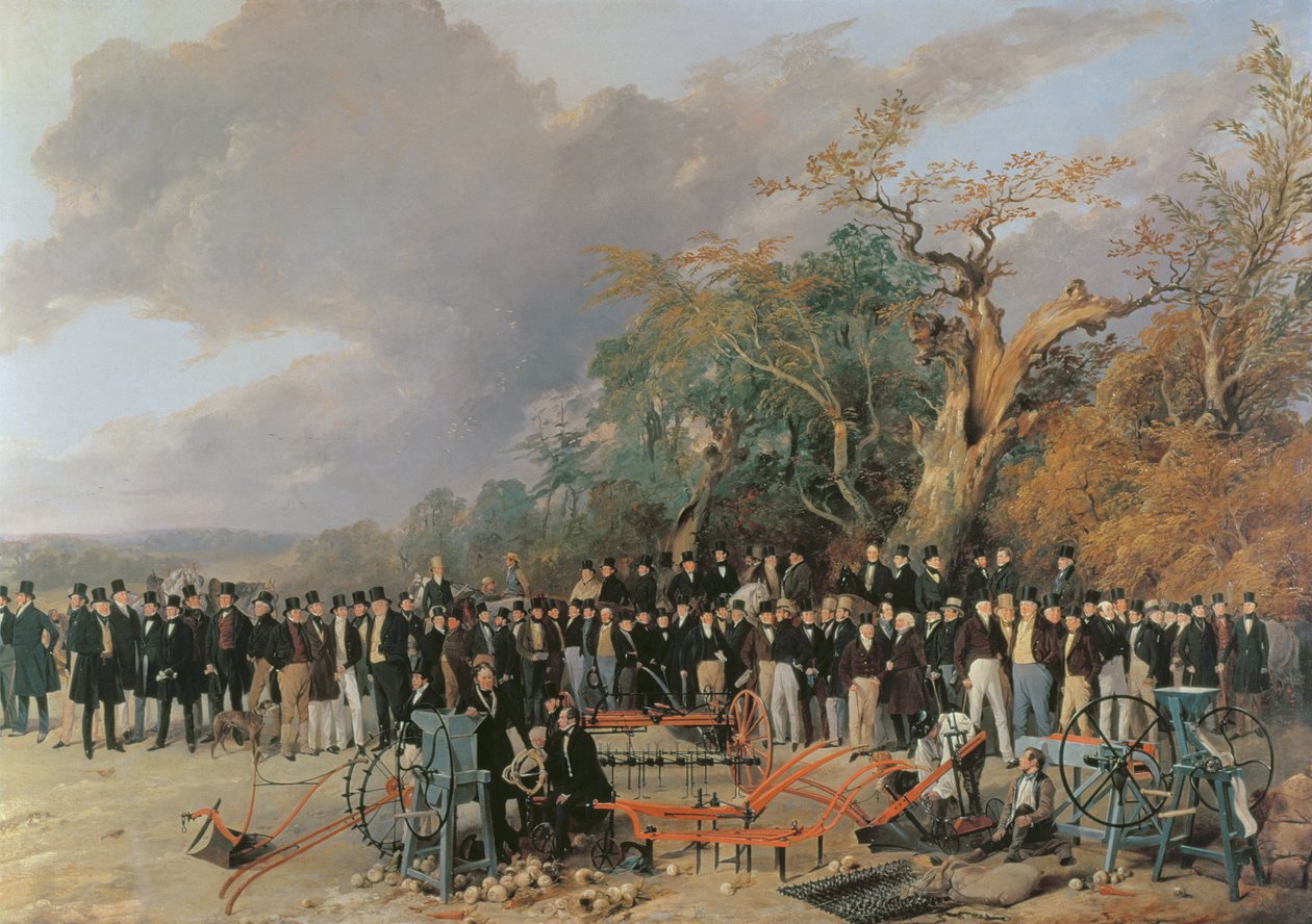 A Meeting of the English Royal Agricultural Society at Bristol, detail of Machinery and Farmers, 1842 by Richard Ansdell