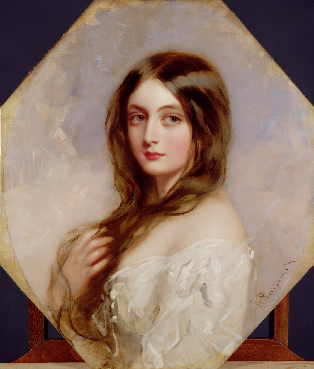 A Study - a young girl in a white dress by Richard Buckner