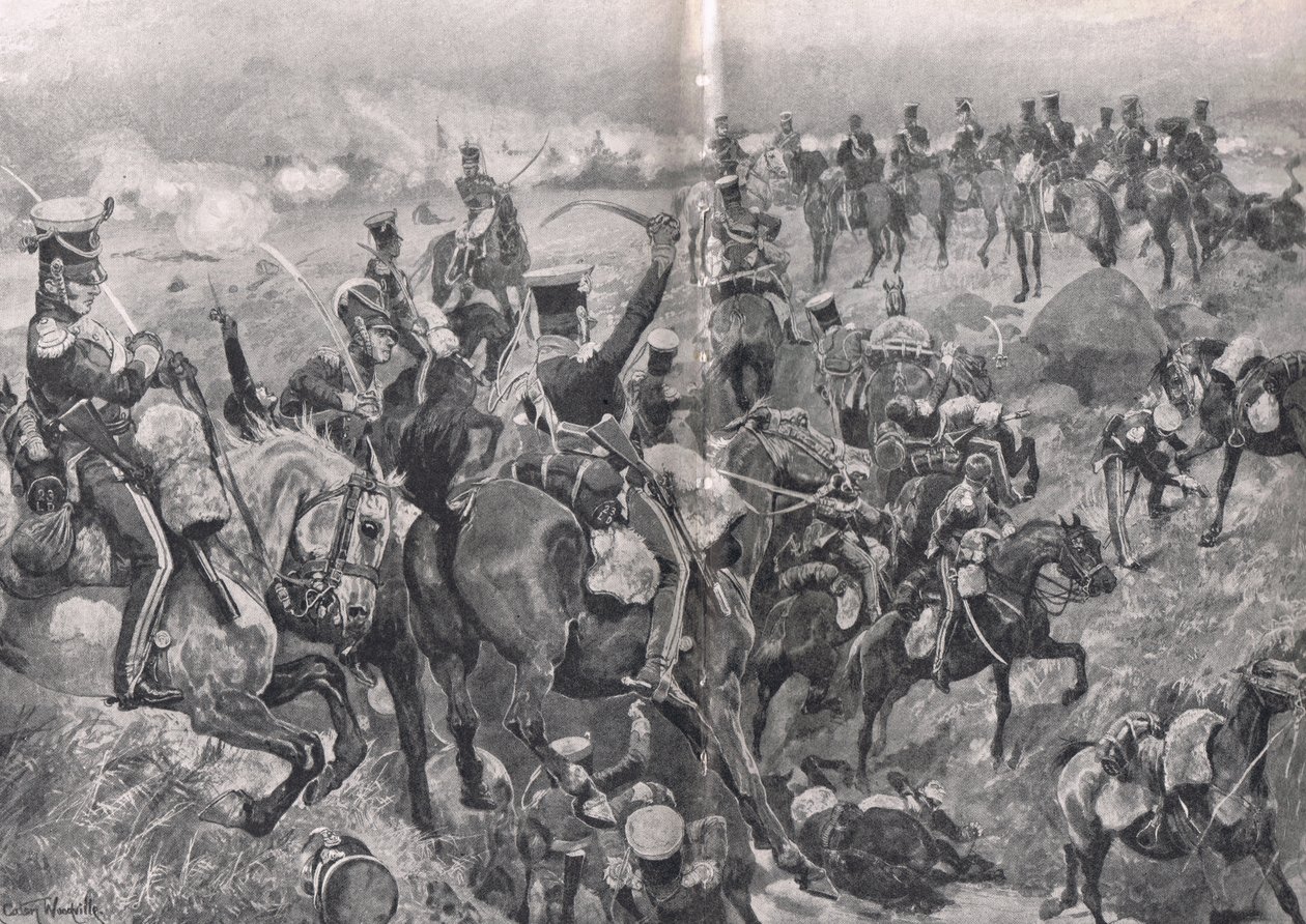 Charge of the 23rd Dragoons against the French Squares at Talavera, illustration from 