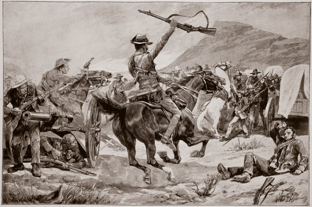 Charge of the Bushmen and New Zealanders on the Boer Guns, Near Klerksdorp, 24th March 1901 by Richard Caton Woodville junior