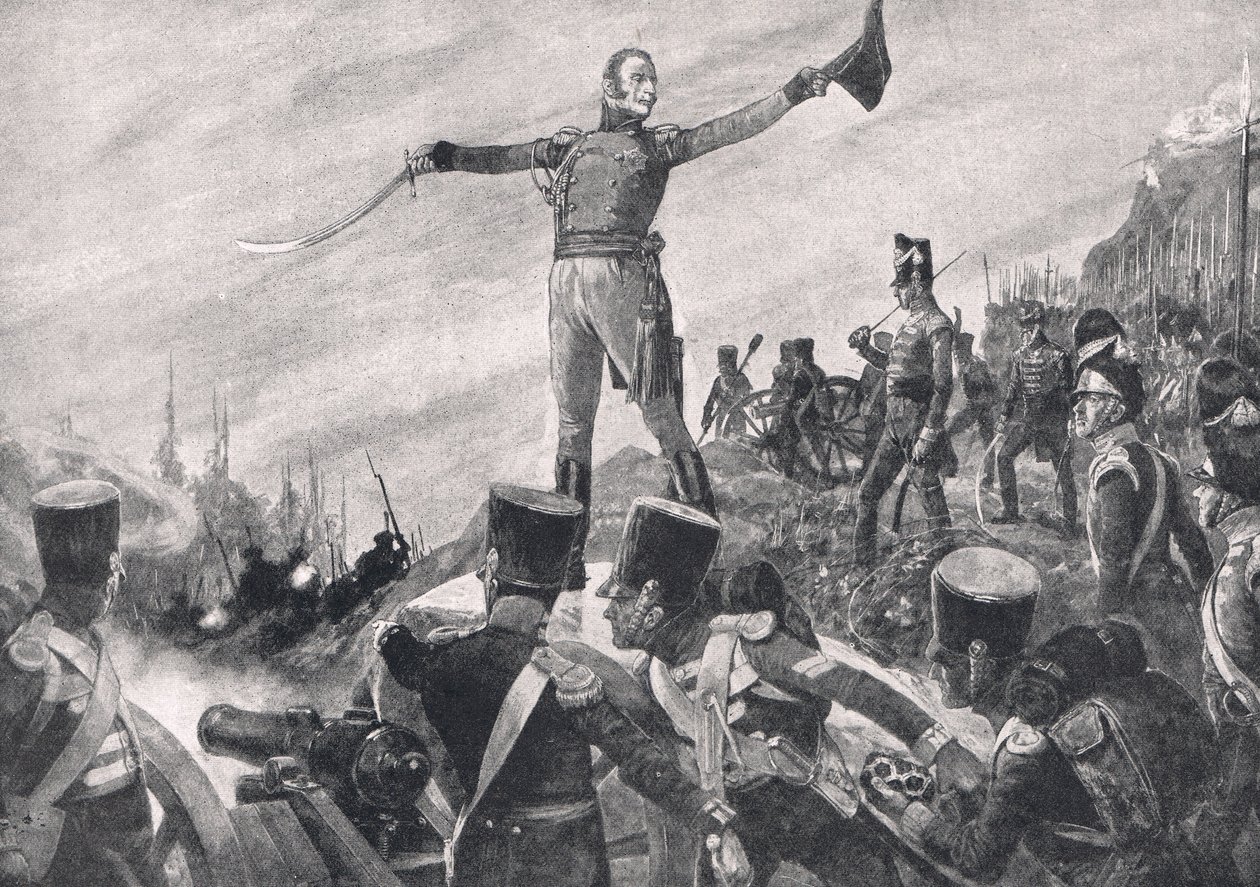 General Crawford Giving the Word of Command for the 43rd and 52nd Regiments to Advance, Illustration from 