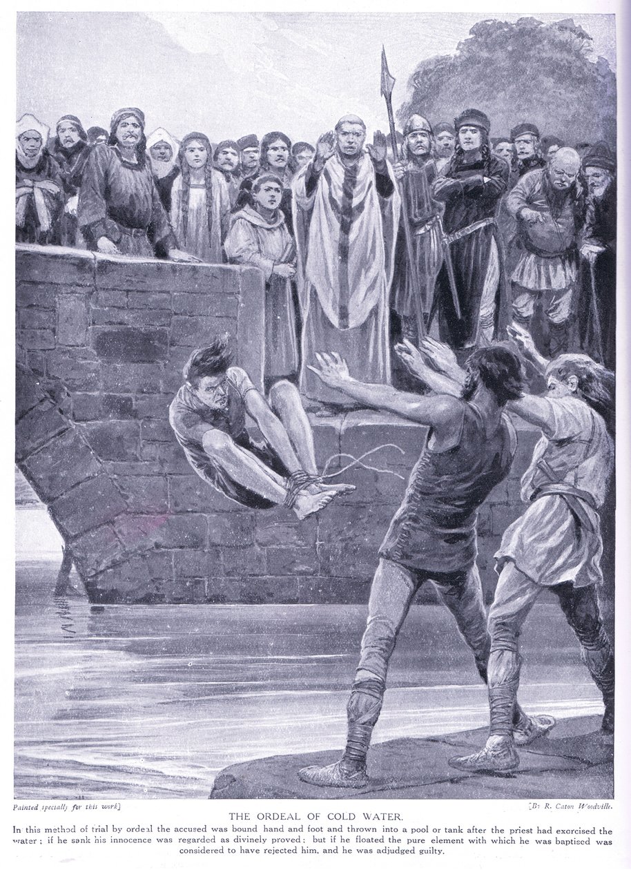 Ordeal of cold water by Richard Caton Woodville junior