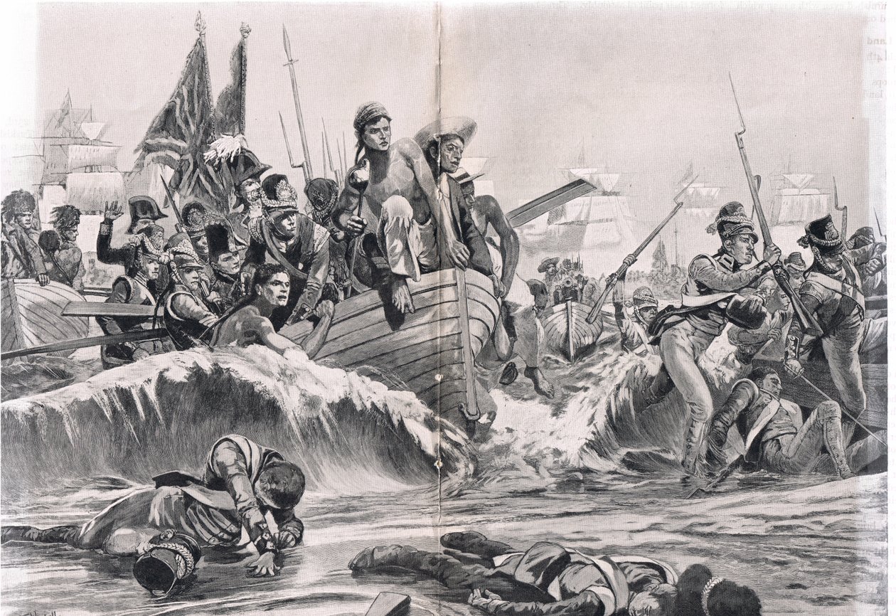 The Landing of the British Troops in Aboukir Bay, Illustration from 