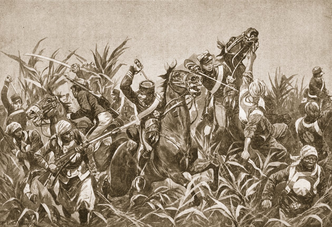 The fighting round Tientsin: Charge of the Japanese Cavalry, illustration from 