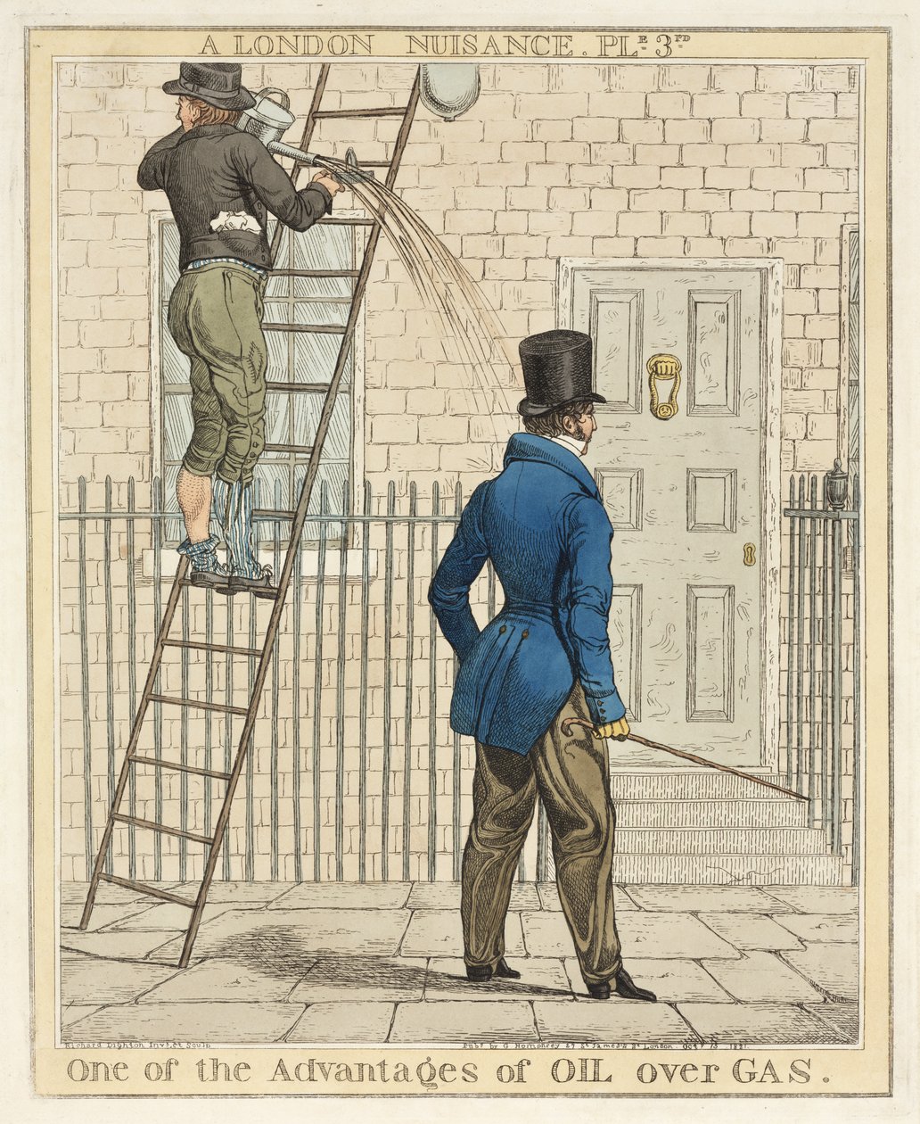 One of the Advantages of Oil Over Gas, plate 3 from A London Nuisance, 1821 by Richard Dighton