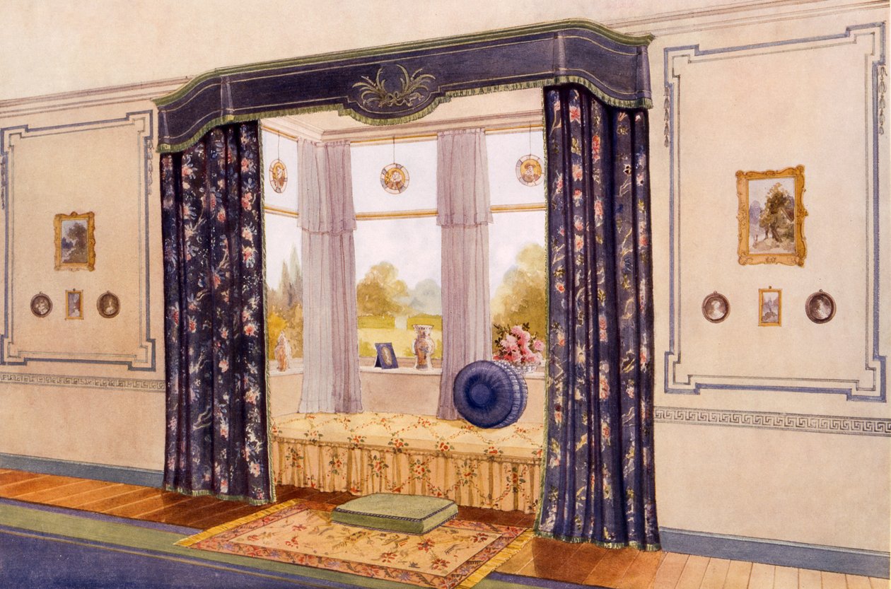 Window seat encased by luxurious draperies, early 20th century by Richard Goulburn Lovell